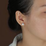 1.5 CT Flower Basket Set Solitaire Create White Opal Stud Earrings .925 Sterling Silver - Image 3