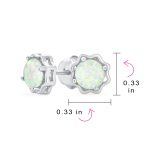 1.5 CT Flower Basket Set Solitaire Create White Opal Stud Earrings .925 Sterling Silver - Image 4