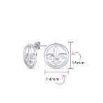 Ancient Symbol Lily Flower Disc Fleur De Lis Stud Earrings - Image 4