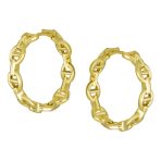 Round Paper Clip Link Mariner Chain Link Hoop Earrings Gold - Image 3