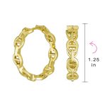 Round Paper Clip Link Mariner Chain Link Hoop Earrings Gold - Image 9