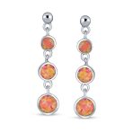 Geometric Dangle Gemstone Earrings with Opal and 14K Gold Plated Sterling Silver - Image 4