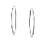 Thin Minimalist Hoop Huggie Earrings Sterling Silver Various Sizes - Image 2