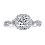 .925 Sterling Silver 1.5CTW CZ Halo Infinity Engagement Ring with Criss-Cross Twist Band