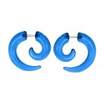 Round Swirl Spiral Tribal Fake Faux Ear Plug Taper Earrings Acrylic Resin Steel - Image 7