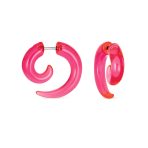 Round Swirl Spiral Tribal Fake Faux Ear Plug Taper Earrings Acrylic Resin Steel - Image 3