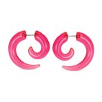 Round Swirl Spiral Tribal Fake Faux Ear Plug Taper Earrings Acrylic Resin Steel - Image 8