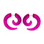 Round Swirl Spiral Tribal Fake Faux Ear Plug Taper Earrings Acrylic Resin Steel - Image 9