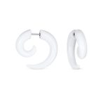 Round Swirl Spiral Tribal Fake Faux Ear Plug Taper Earrings Acrylic Resin Steel - Image 5