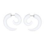 Round Swirl Spiral Tribal Fake Faux Ear Plug Taper Earrings Acrylic Resin Steel - Image 10