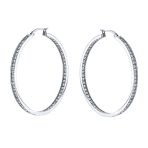 Channel Set Crystal Large Statement Hoop Earrings Stainless Steel 2" Diameter - Image 6
