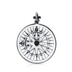 Unisex Celtic Fleur De Lis Compass Pendant Necklace in Oxidized Sterling Silver - Image 2