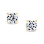 Set of 2 Black Round Solitaire CZ Stud Earrings Gold Plated Sterling Silver 10MM - Image 18