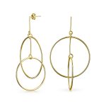 Minimalist Geometric Hoop Huggie Earrings Gold Plated Sterling Silver 1.75-2.5"