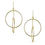 Minimalist Geometric Hoop Huggie Earrings Gold Plated Sterling Silver 1.75-2.5" - Image 2