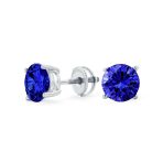 Round Brilliant Cut CZ Stud Earrings Screw Back Rose Gold Sterling Silver 5-9 MM - Image 3