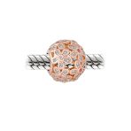 Round Clear Floral CZ Bouquet Charm Bead Rose Gold for European Bracelet - Image 2