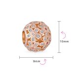 Round Clear Floral CZ Bouquet Charm Bead Rose Gold for European Bracelet - Image 3