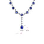 Y Collar Necklace Vintage Oval Crown Halo Royal Blue CZ Silver Plated - Image 2