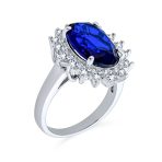 Classic 6CT CZ Sapphire Blue Cubic Zirconia Halo Engagement Ring .925 Sterling Silver - Image 2
