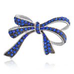 Victorian Style Large Statement Crystal Fashion Bow Brooch Pin Silver Plated
