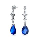 Briolette Teardrop CZ Dangle Chandelier Earrings Sterling Silver Gemstone - Image 3