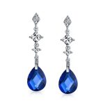 Briolette Teardrop CZ Dangle Chandelier Earrings Sterling Silver Gemstone - Image 7