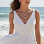 Estate Style Royal Blue Oval Crown CZ Bridal Necklace & Stud Earrings Set - Image 2
