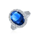 Vintage Style 6CT Oval Halo CZ Cubic Zirconia Engagement Cocktail Ring Sterling Silver Pave Side Stones - Image 3
