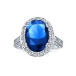 Vintage Style 6CT Oval Halo CZ Cubic Zirconia Engagement Cocktail Ring Sterling Silver Pave Side Stones