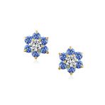Tiny CZ Cubic Zirconia Flower Stud Earrings Real 14K Gold Screw back - Image 5