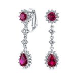 Crown Halo Cubic Zirconia CZ Teardrop Chandelier Clip On Earrings Non-Pierced - Image 4