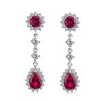 Crown Halo Cubic Zirconia CZ Teardrop Chandelier Clip On Earrings Non-Pierced - Image 9