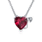 Whimsical Cubic Zirconia Ruby Red CZ Devil Heart Stud Earring Pendant Jewelry Set Sterling Silver - Image 4