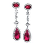 Art Deco Style Royal Green Cubic Zirconia Halo CZ Statement Teardrop Chandelier Earrings Silver Plated - Image 11