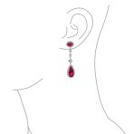 Art Deco Style Royal Green Cubic Zirconia Halo CZ Statement Teardrop Chandelier Earrings Silver Plated - Image 17