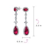 Art Deco Style Royal Green Cubic Zirconia Halo CZ Statement Teardrop Chandelier Earrings Silver Plated - Image 23