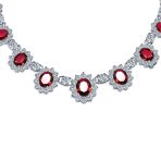 Vintage Estate Style Oval Crown Halo Green Emerald Cubic Zirconia CZ Statement Necklace - Image 6