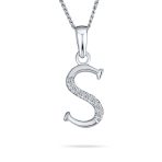 Delicate Pave CZ Block Letter Alphabet Pendant Necklace Sterling Silver - Image 15