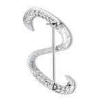 Large Statement ABC Pave Crystal Monogram Brooch Pin Silver or Gold Plated - Image 19