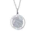 Saint Michael Military Police Security Medal Sterling Silver Pendant Necklace