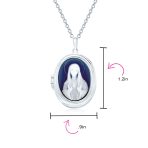 Vintage Style Blue Agate Our Lady of Guadalupe Locket Necklace Sterling Silver - Image 5