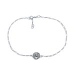 Nautical Beach Sand Dollar Charm Anklet Ankle Bracelet .925 Sterling Silver Adjustable 9 - 10 Inch