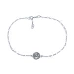 Nautical Beach Sand Dollar Charm Anklet Ankle Bracelet .925 Sterling Silver Adjustable 9 - 10 Inch