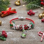 Secret SANTA Charm Bracelet with Locket Bead & Holiday Reindeer Gingerbread Man - Image 2