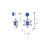 Holiday Party Earring Jacket Blue Sapphire Snowflake Studs in Sterling Silver - Image 9