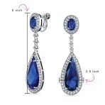 Amethyst Purple CZ Teardrop Chandelier Screw Clip On Earrings Silver Plated - Image 21