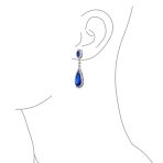 Amethyst Purple CZ Teardrop Chandelier Screw Clip On Earrings Silver Plated - Image 15