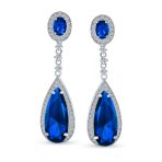Amethyst Purple CZ Teardrop Chandelier Screw Clip On Earrings Silver Plated - Image 9