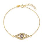 Delicate Protect Evil Eye Charm Bracelet CZ Rose Gold Plated .925 Silver - Image 2